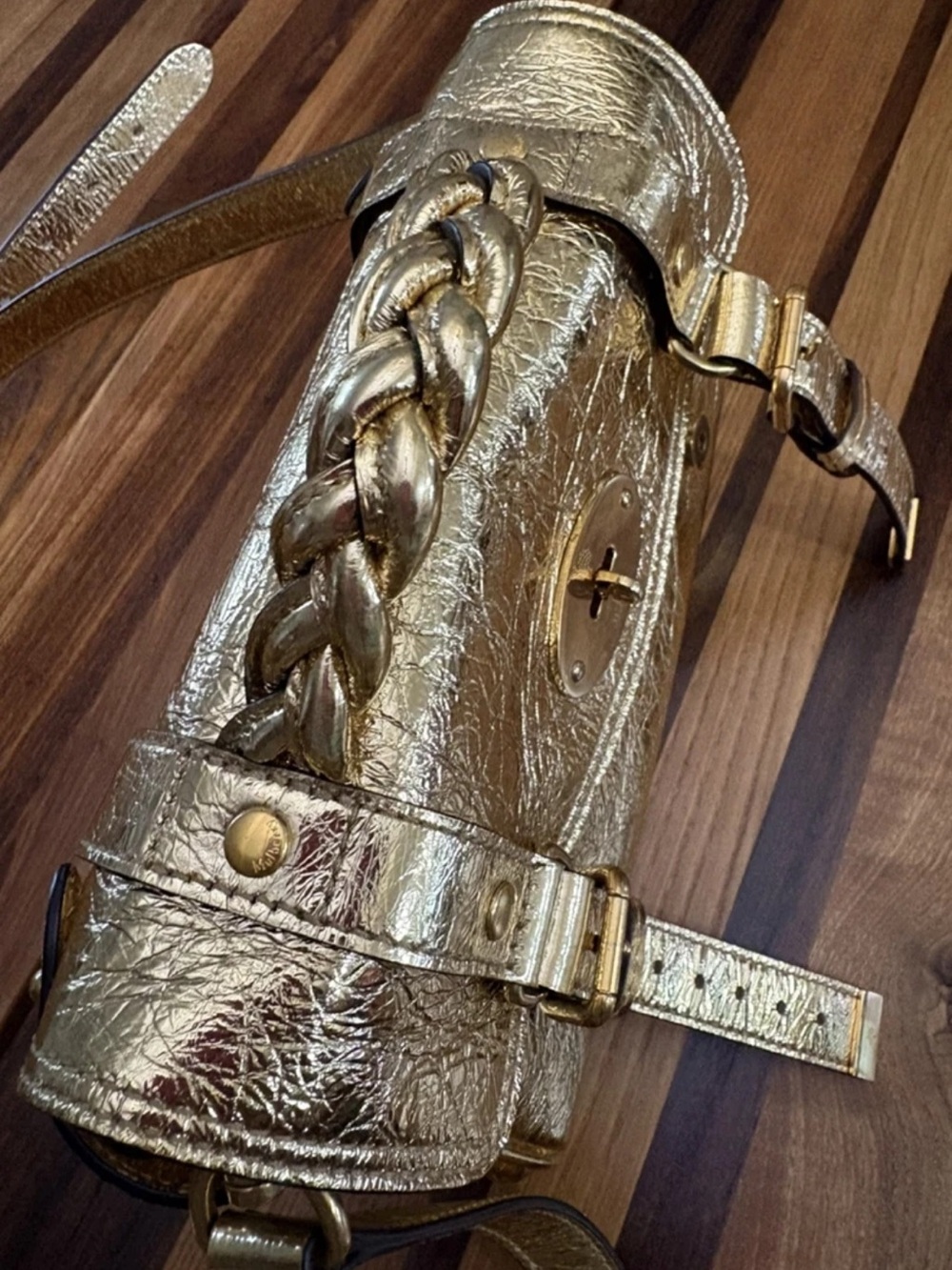 Mulberry Metallic Gold Braided-Handle Satchel - Picture 4 of 11